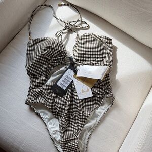 Vix Black and White Checkered One Piece Swimsuit